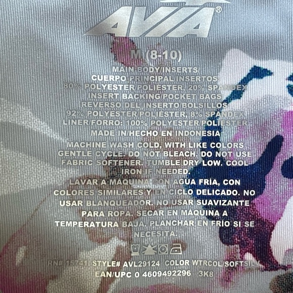 Avia Women’s  8-10 Floral Workout Capri Leggings | Gray Mesh Panel Activewear - Picture 5 of 9